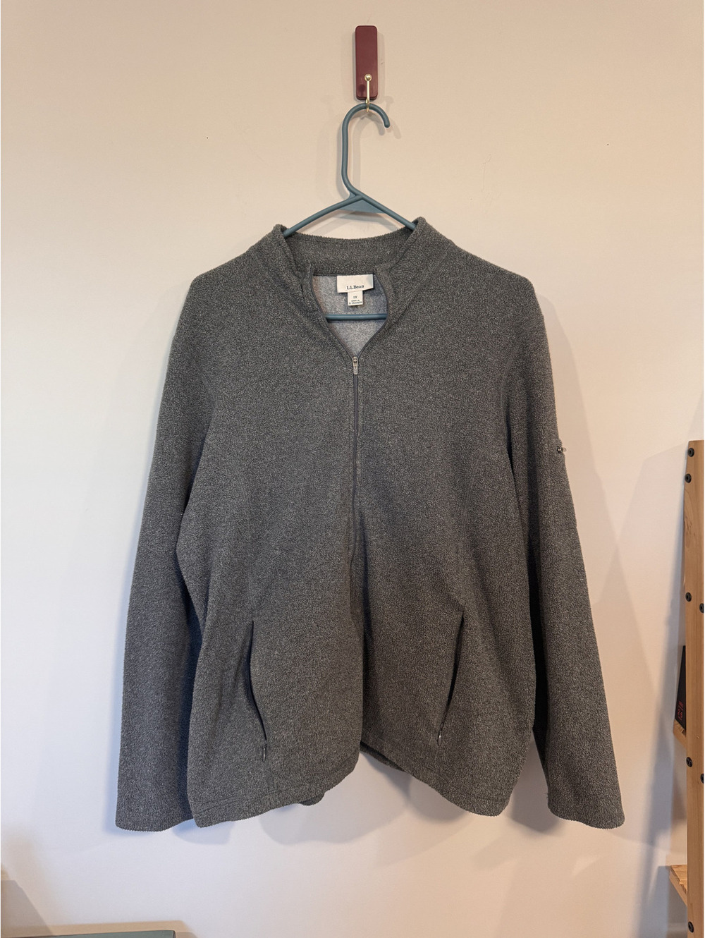 LL Bean Fleece Jacket Womens 1X Charcoal Gray Heather Full Zip Mock Neck